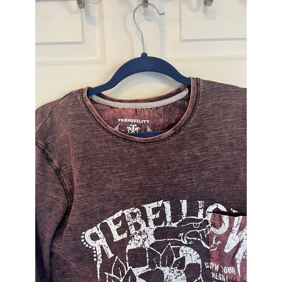 Tranquility Mayhem Pink Burnout Thermal Long Sleeve Men's Top Size Medium - Picture 3 of 8